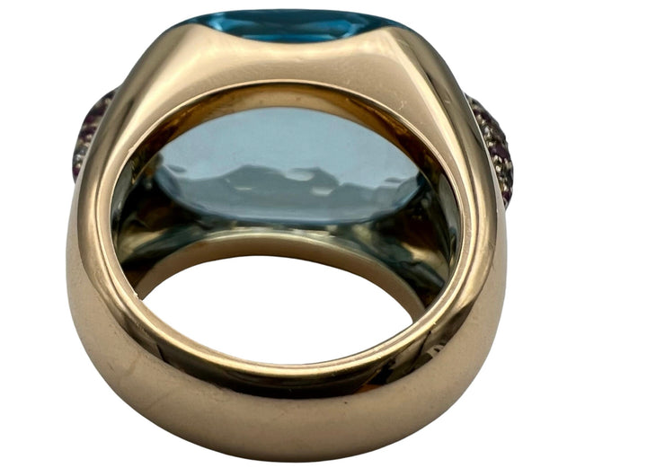 Pomellato Pin Up Ring Rose Gold, Blue Topaz Cocktail Ring, 18k