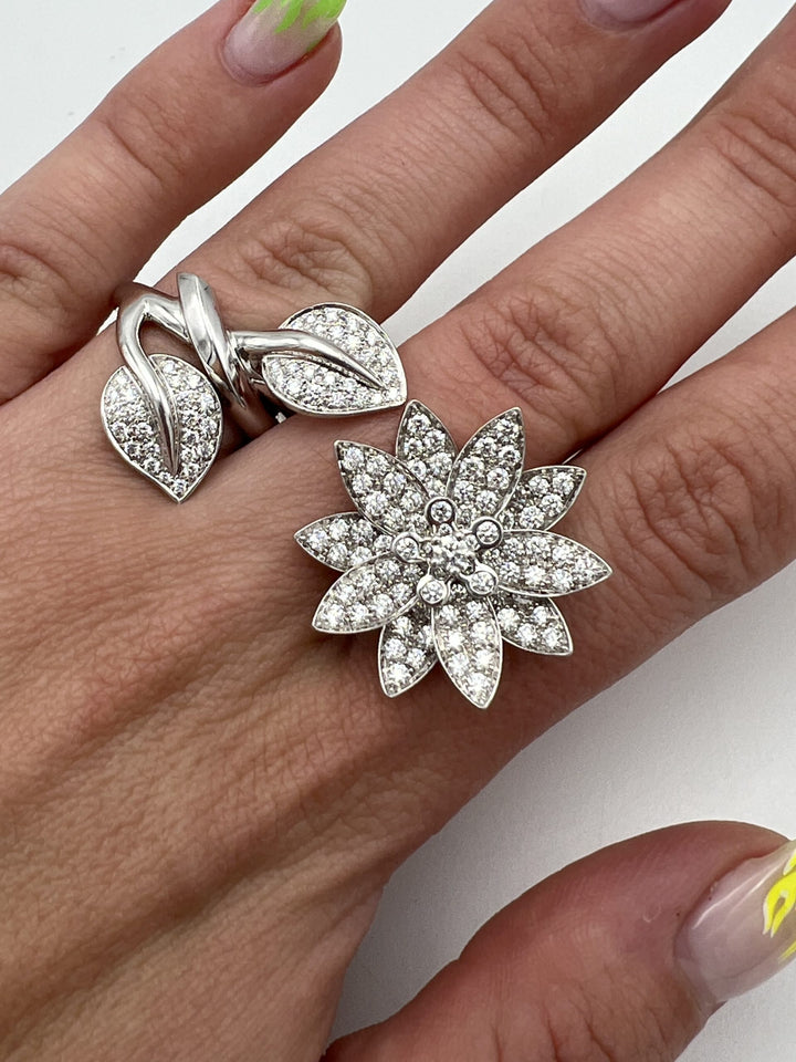 Van Cleef and Arpels White Gold and Diamond Lotus Cocktail Ring