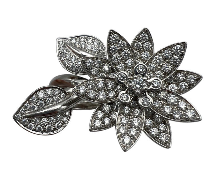 Van Cleef and Arpels White Gold and Diamond Lotus Cocktail Ring