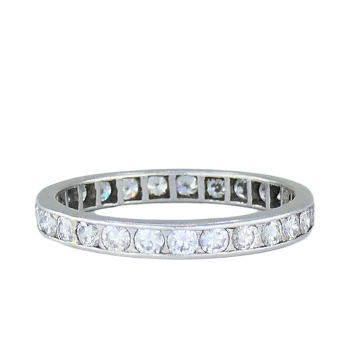 Wedding Band Platinum Diamond Eternity Ring 1960s Estate Jewelry