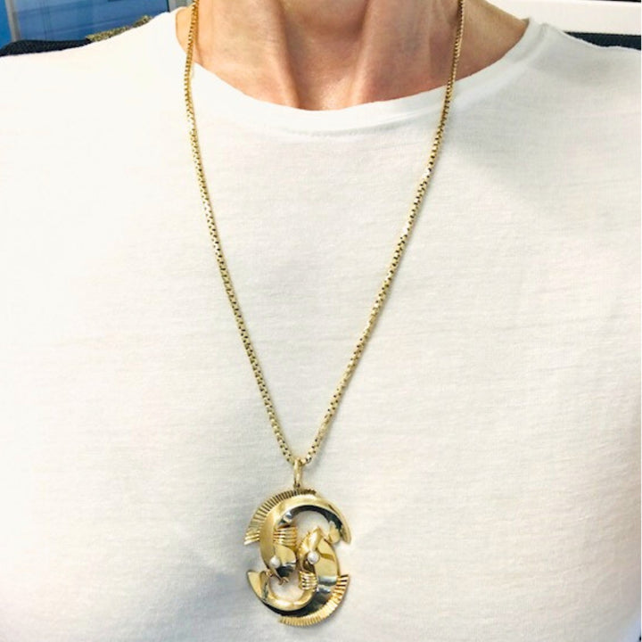 Trabert & Hoeffer 18k Gold Pieces Pendant 14k Chain Necklace