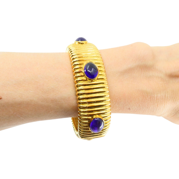 Amethyst Bracelet Tambetti 18k Gold Bangle Vintage Jewelry