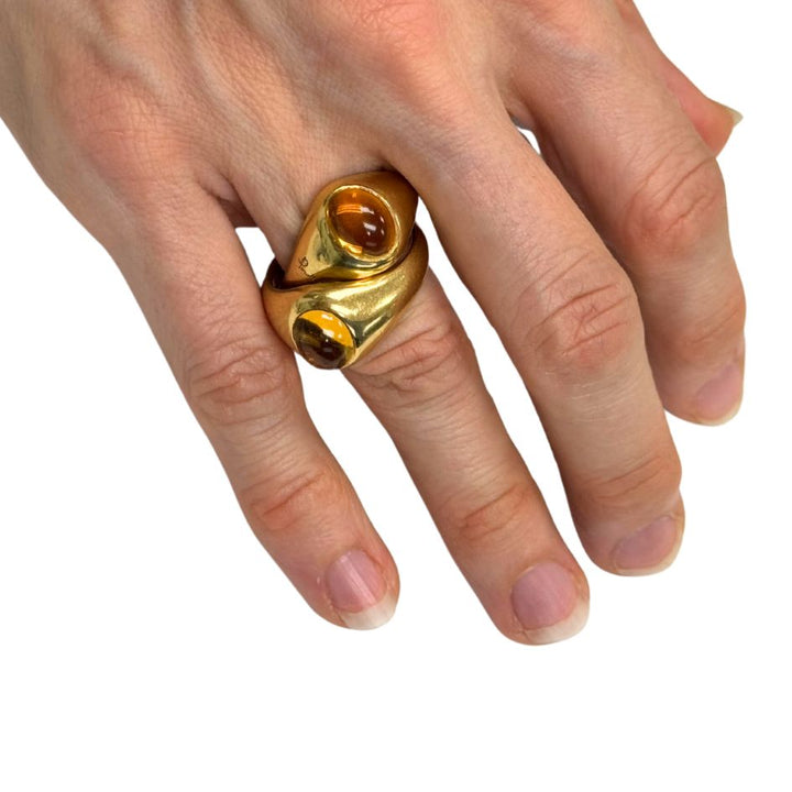 Pomellato 18k Gold Citrine Interwoven Duo Ring