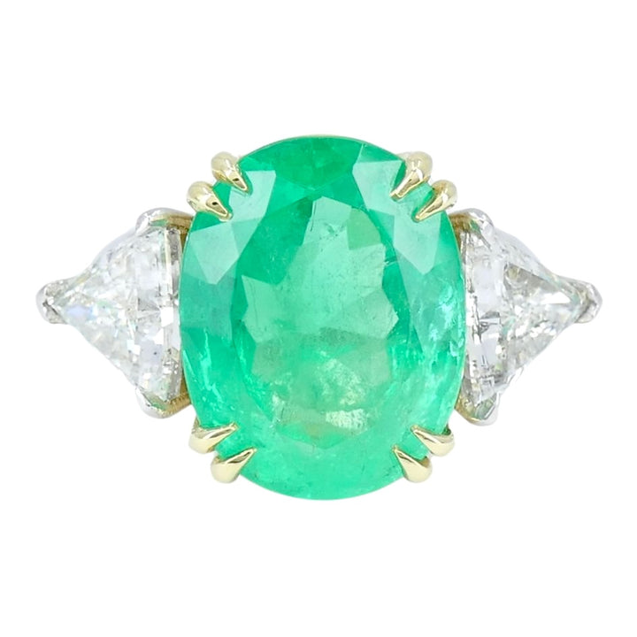 Natural 8ct. Emerald Diamond Ring 18k Gold Platinum