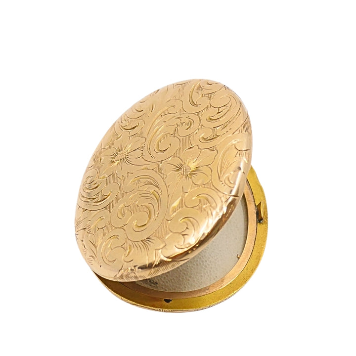 14k Gold Engraved Locket Pendant Gold Antique Watch Chain