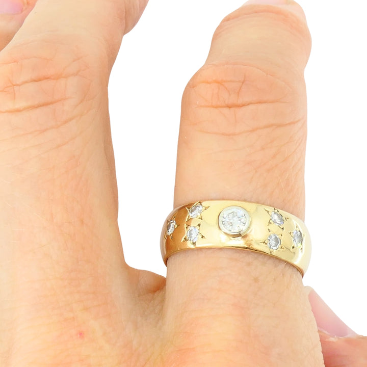 Peacock 14k Gold Diamond Band Ring