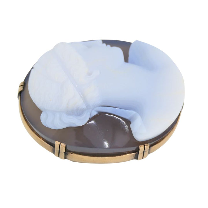 Antique 10K Gold Hardstone Agate Cameo Brooch Pin