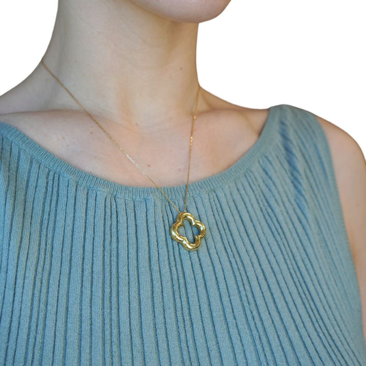 1998 Van Cleef & Arpels 18k Gold Alhambra Pendant Necklace