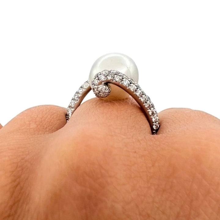 Mikimoto Pearl Gold Cocktail Ring, Diamond 18k White Gold