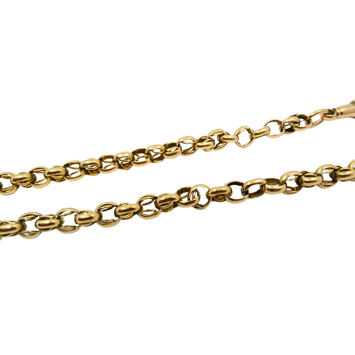 Antique 9k Gold Albert Chain Necklace Bloodstone Agate Pendant