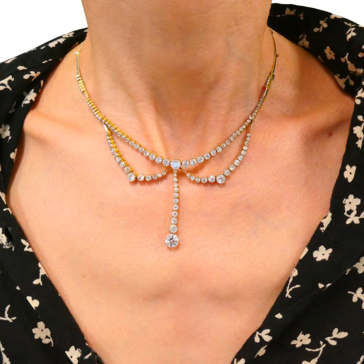 Edwardian Art Deco Necklace Platinum Diamond Vintage Jewelry Antique