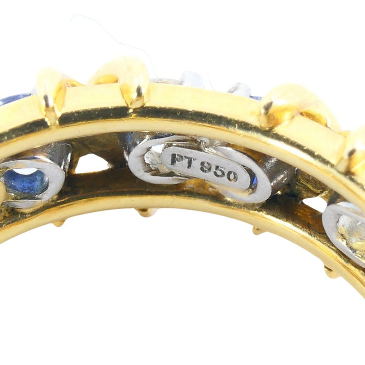 Vintage Schlumberger Tiffany & Co. 18k Gold Platinum Diamond Sapphire Eternity Ring sz 7