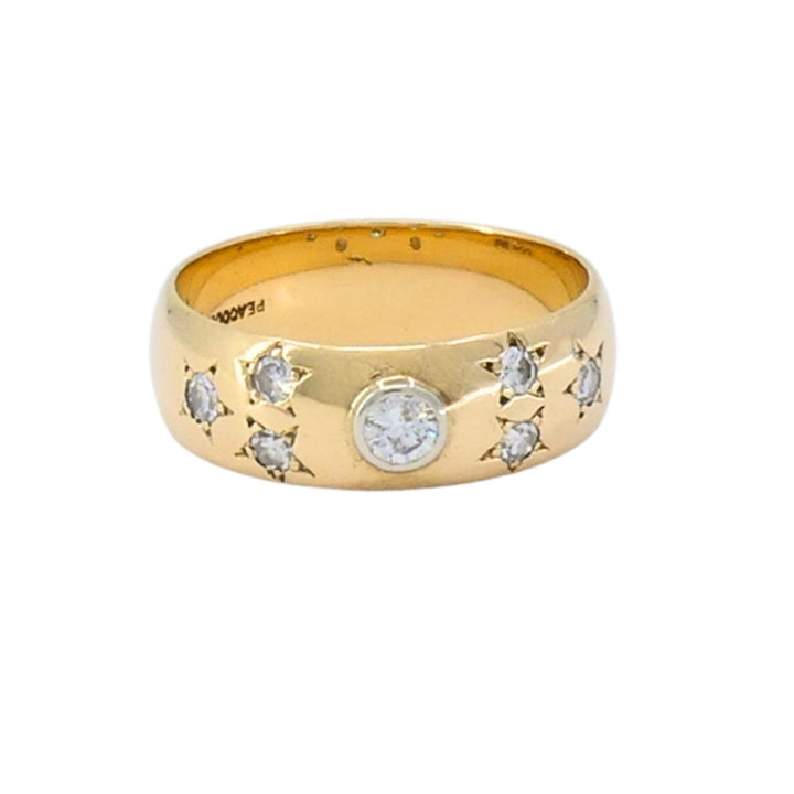 Peacock 14k Gold Diamond Band Ring