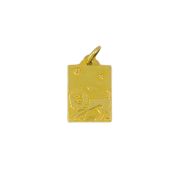 Leo Lion 18k Gold Charm Vintage Pendant