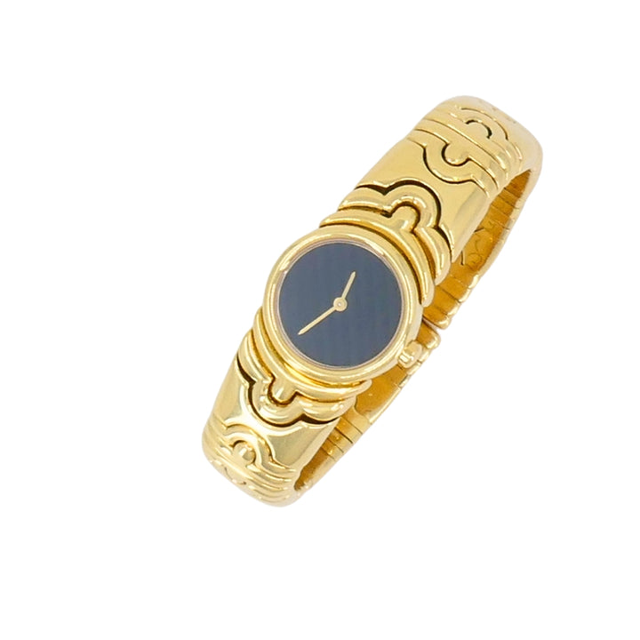 Bvlgari Bulgari Parentesi Watch BJ 01 18k Gold Black Dial Original Pouch