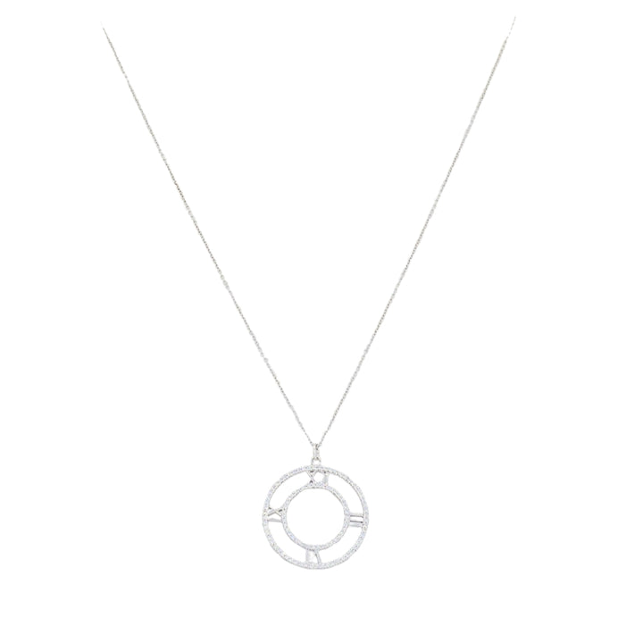 Tiffany & Co. 18k Gold Diamond Atlas Open Pendant Necklace Original Box