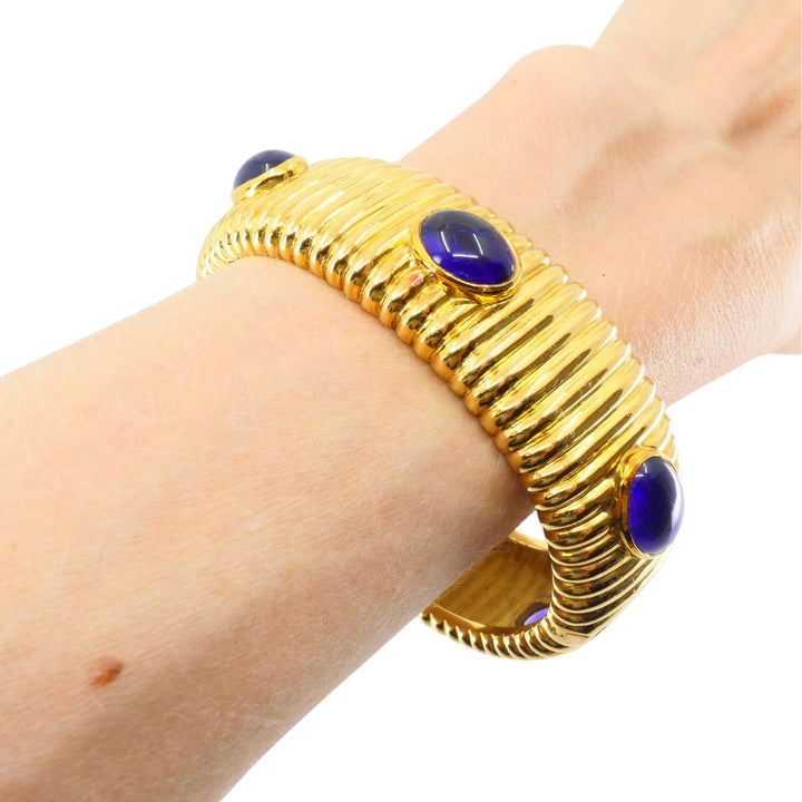 Amethyst Bracelet Tambetti 18k Gold Bangle Vintage Jewelry