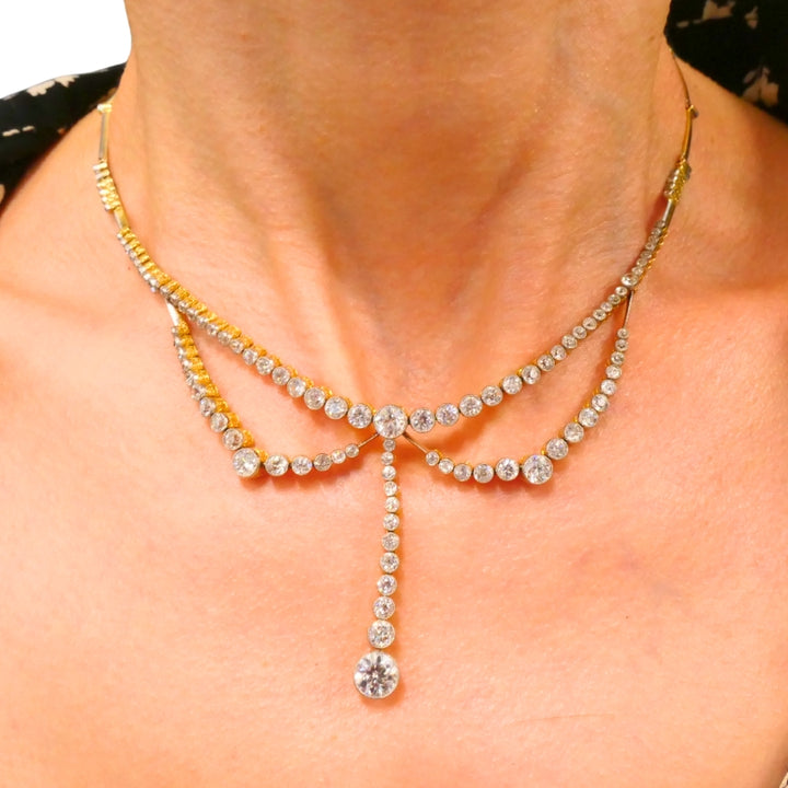 Edwardian Art Deco Necklace Platinum Diamond Vintage Jewelry Antique
