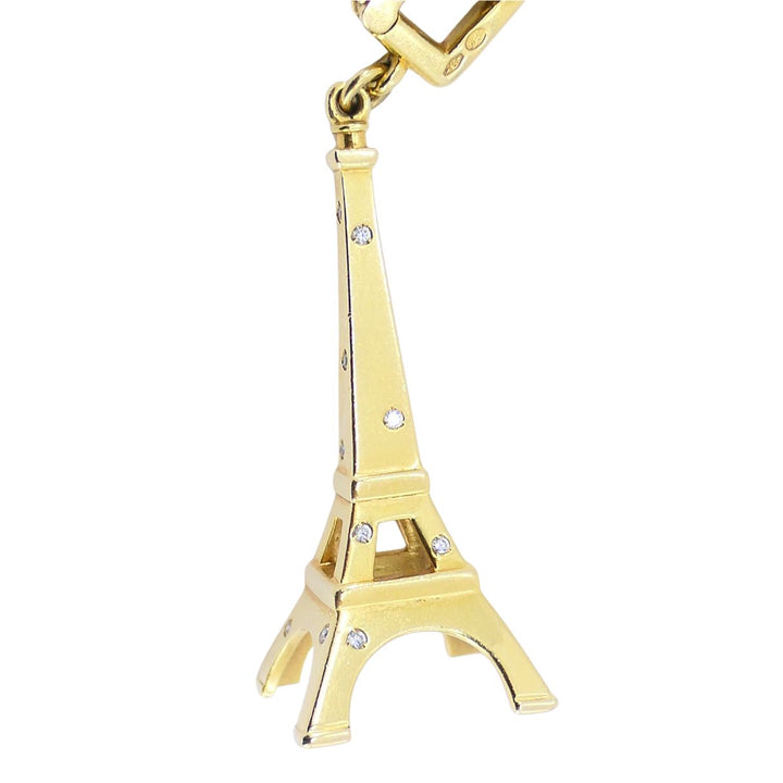 Louis Vuitton 18k Gold Diamond Eiffel Tower French Pendant Necklace