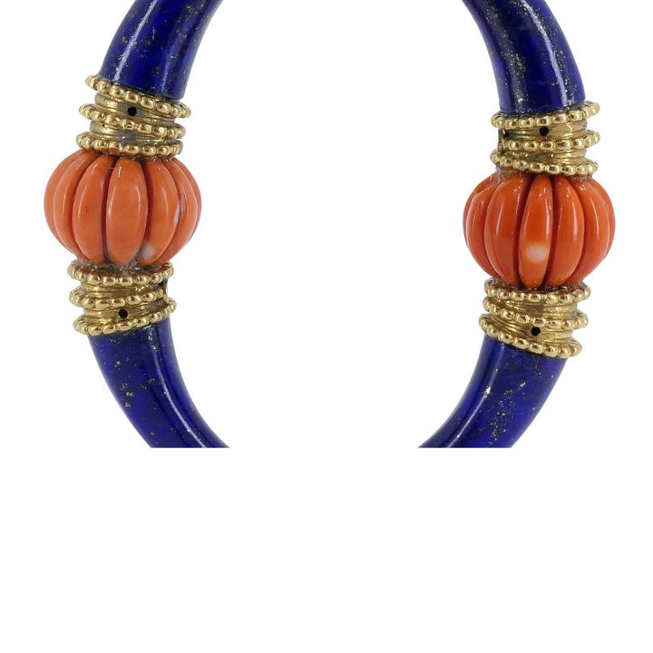 1970s Boucheron 18k Gold Coral Lapis Lazuli Pendant