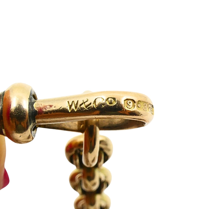 Antique 9k Gold Albert Chain Necklace Bloodstone Agate Pendant