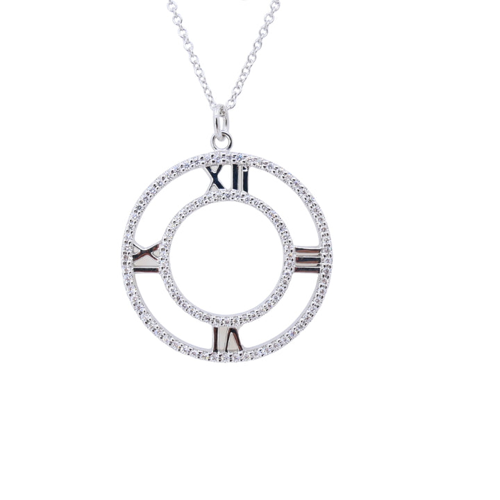 Tiffany & Co. 18k Gold Diamond Atlas Open Pendant Necklace Original Box