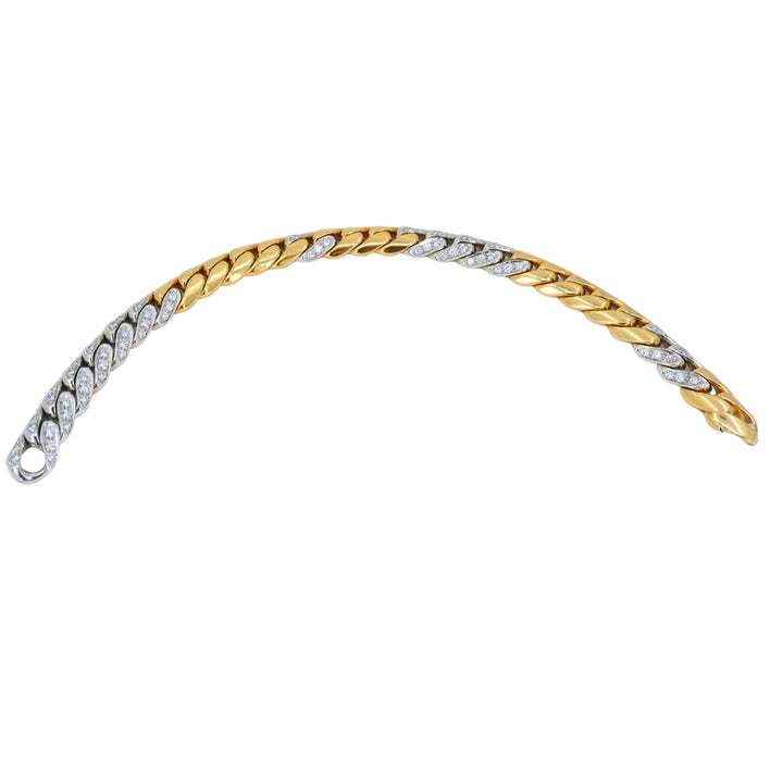 Pomellato 18k Yellow White Gold Diamond Curblink Chain Bracelet