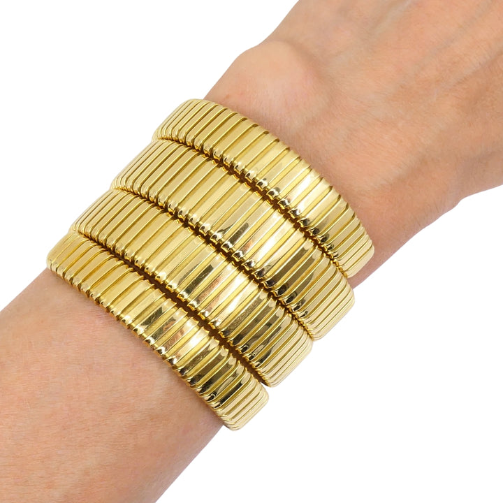 Vintage Carlo Weingrill 18k Gold Four Row Tubogas Wrap Bracelet