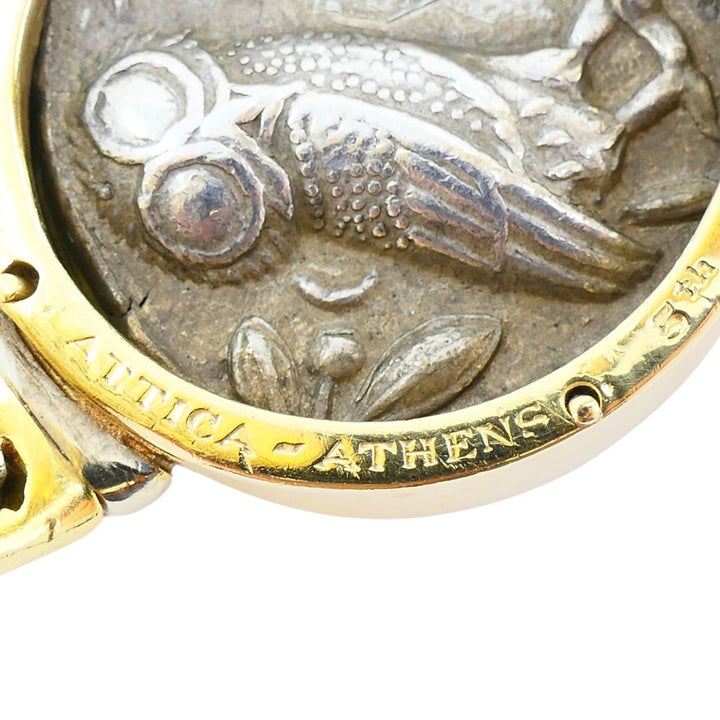 Bulgari Monete Silver Ancient Coin 18k Two Tone Gold Cuff Bracelet