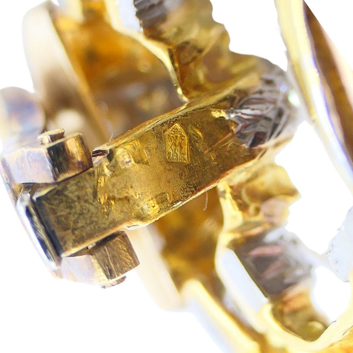 Vintage Wander 18k Gold Diamond Pearl Clip Earrings