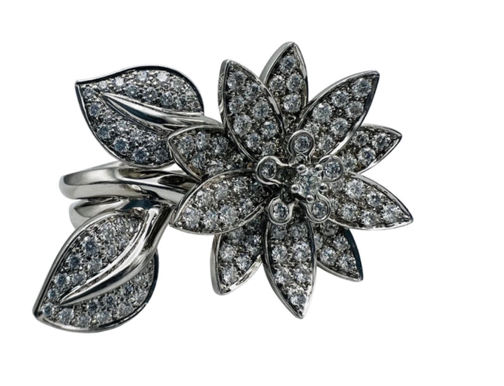 Van Cleef and Arpels White Gold and Diamond Lotus Cocktail Ring