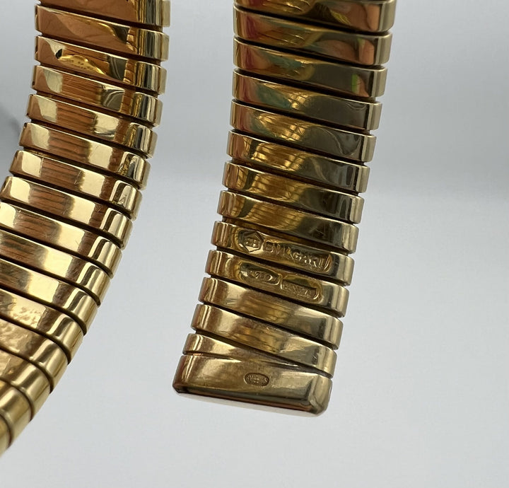 Vintage Bulgari Yellow Gold Black Dial Serpenti Tubogas Wrap Around Wristwatch