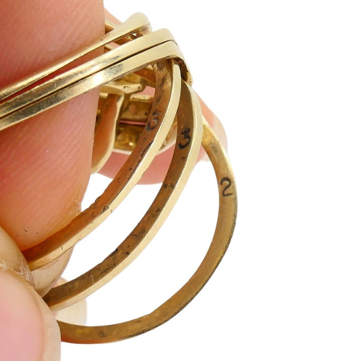 Vintage 14k Gold 6 Band Puzzle Ring sz 11