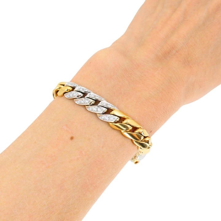 Pomellato 18k Yellow White Gold Diamond Curblink Chain Bracelet