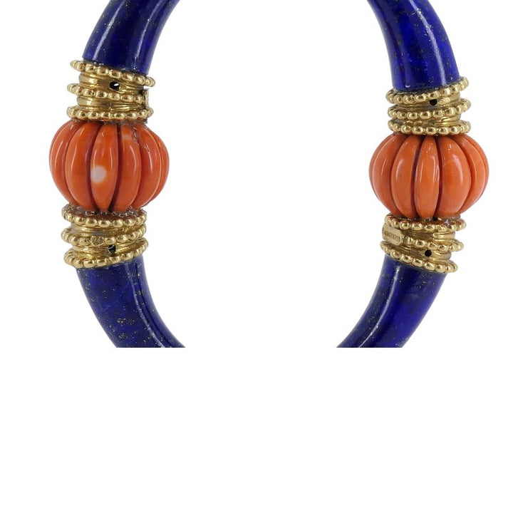 1970s Boucheron 18k Gold Coral Lapis Lazuli Pendant