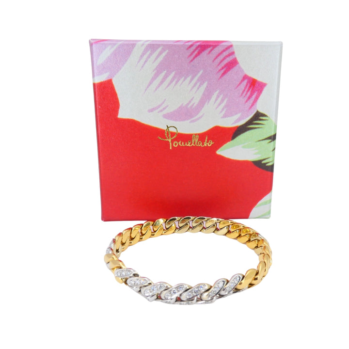 Pomellato 18k Yellow White Gold Diamond Curblink Chain Bracelet