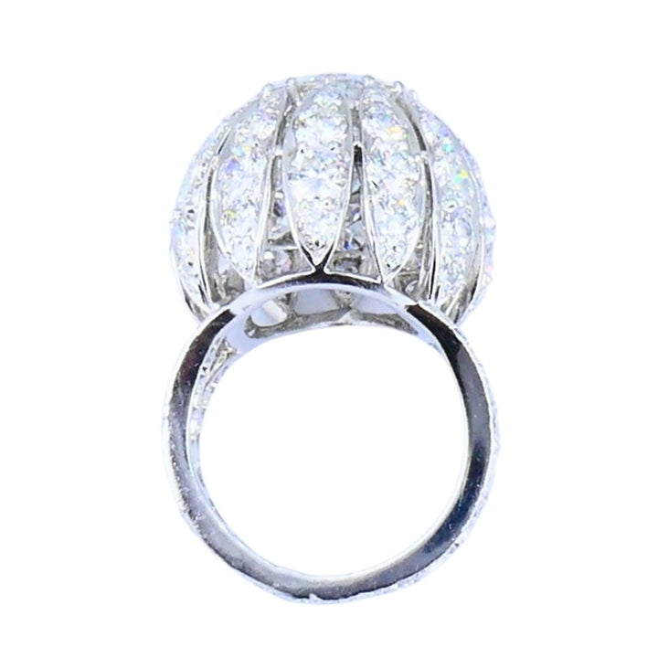 Vintage 1950s Platinum Diamond Bombe Cocktail Ring Circa 1950s Estate Jewelry