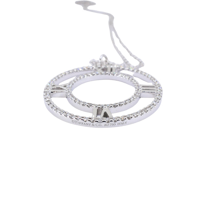 Tiffany & Co. 18k Gold Diamond Atlas Open Pendant Necklace Original Box