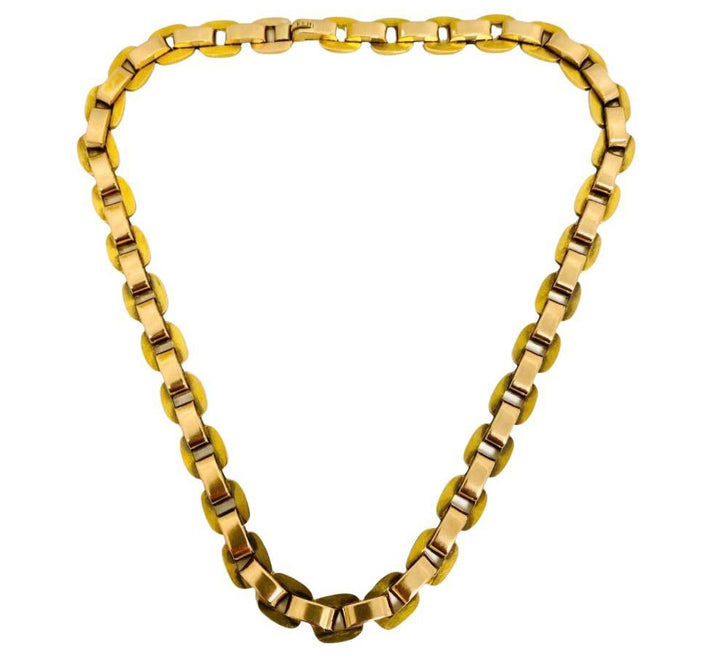 14k Gold Two-Tone Chain Necklace 1940s