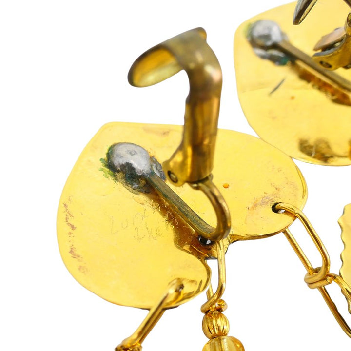 1990 Lunch At The Ritz Carte Du Jour African Animal Gold Silver Clip Earrings