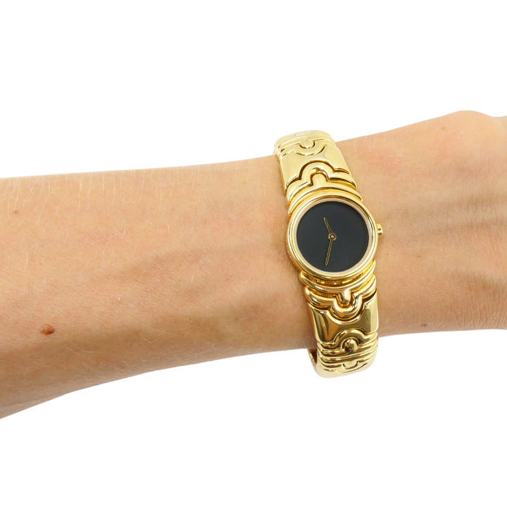Bvlgari Bulgari Parentesi Watch BJ 01 18k Gold Black Dial Original Pouch