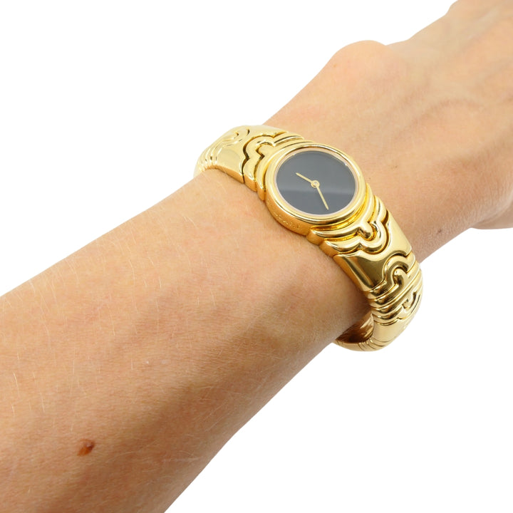 Bvlgari Bulgari Parentesi Watch BJ 01 18k Gold Black Dial Original Pouch