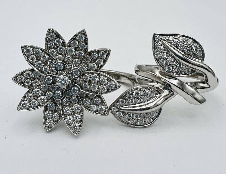 Van Cleef and Arpels White Gold and Diamond Lotus Cocktail Ring