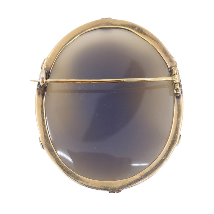 Antique 10K Gold Hardstone Agate Cameo Brooch Pin