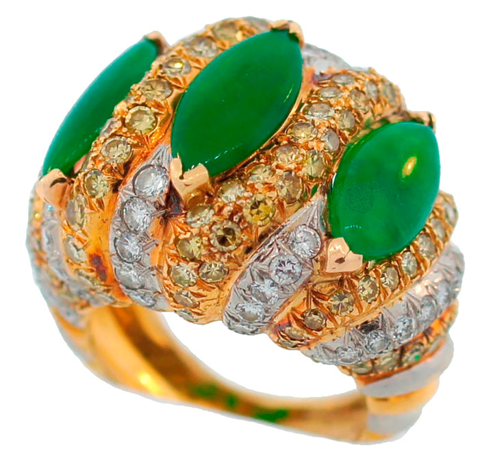 Vintage VERDURA 18k Gold Jade Diamond Ring