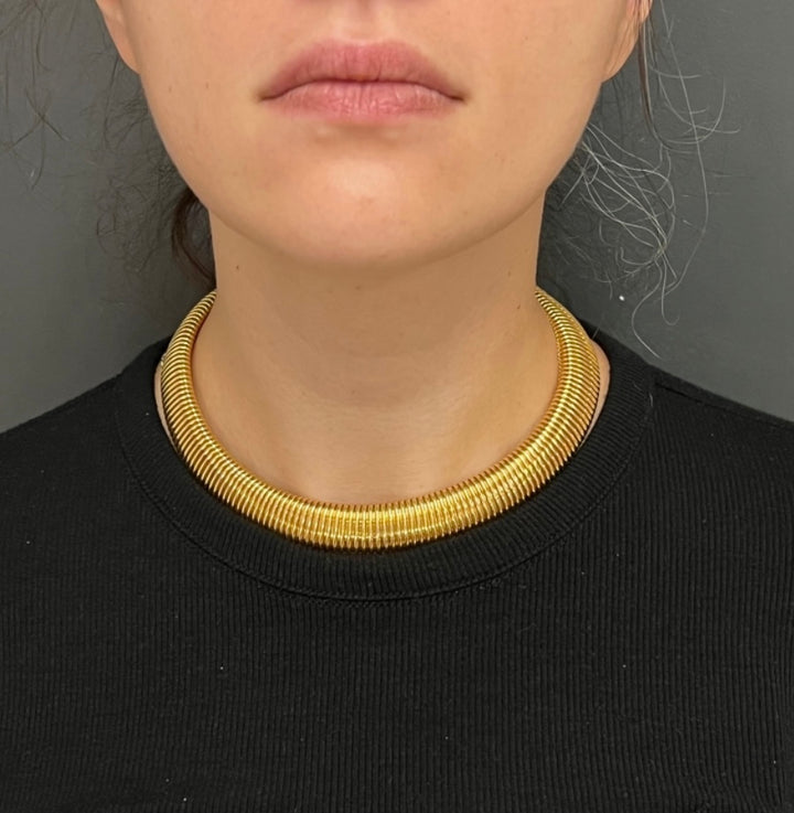 Vintage Carlo Weingrill Yellow Gold Tubogas Necklace