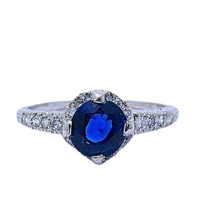 Art Deco Ring Diamond Platinum Sapphire