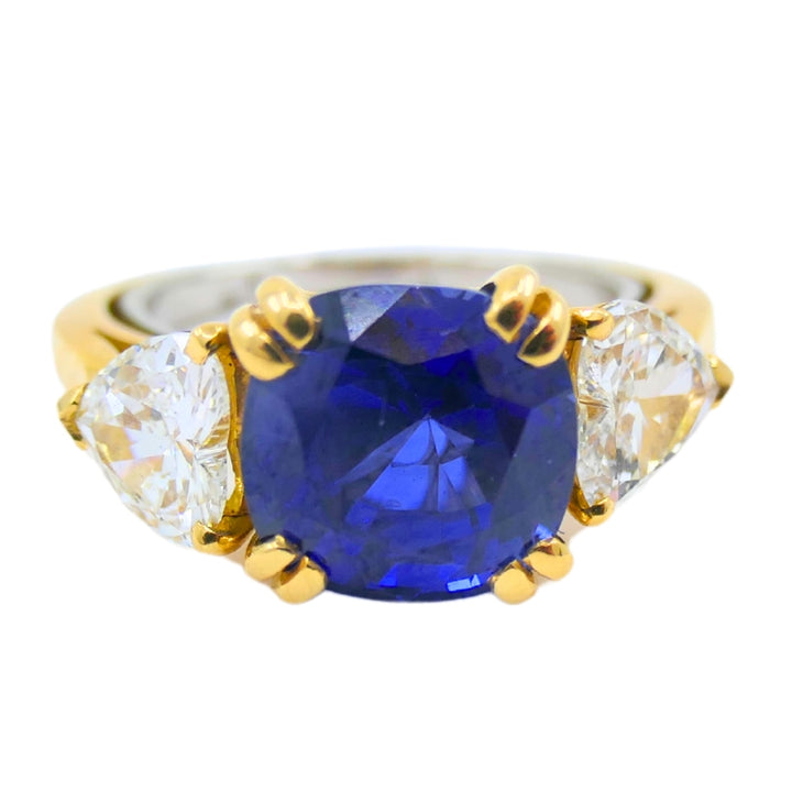 Adler Ring 18k Gold Sri Lanka Sapphire GRS Report Heart Shaped Diamond