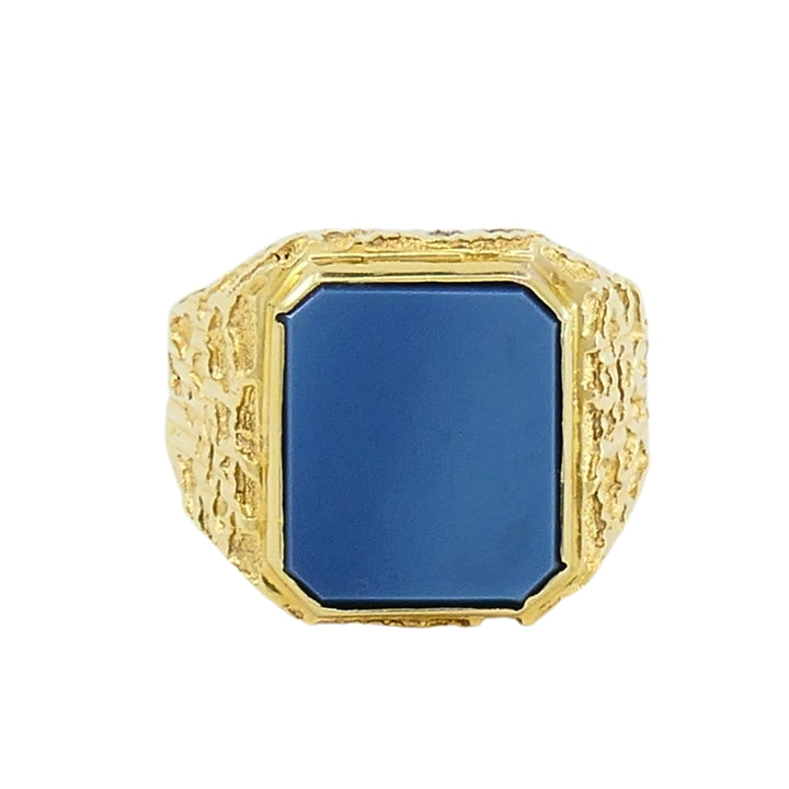 18k Gold Signet Ring Blue Agate Men’s Ring
