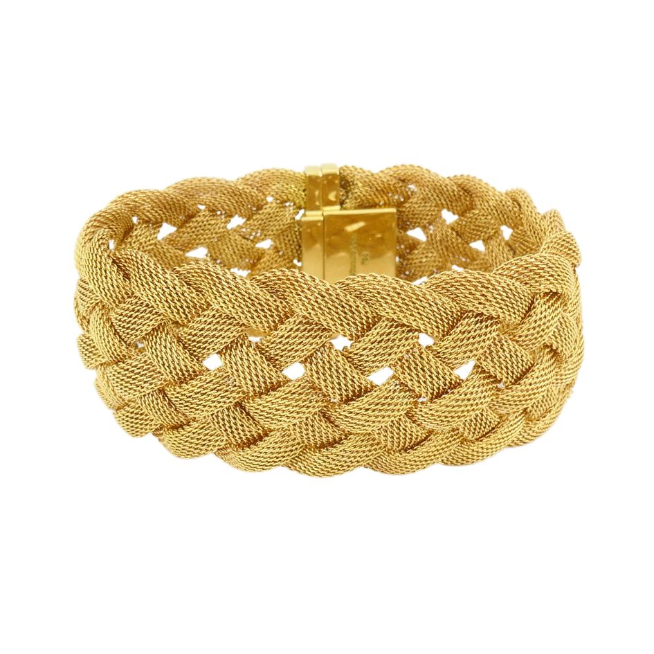 Vintage Tiffany 18k Gold Woven Mesh Braided Bracelet